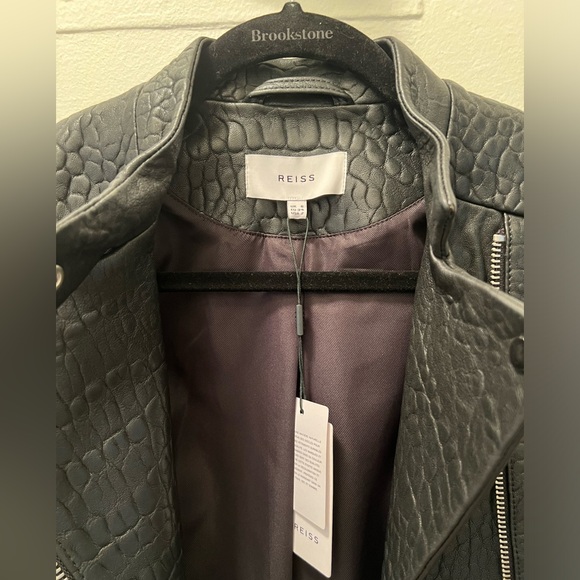 Reiss Luella Texture Leather Biker Jacket. Size 2 - Picture 3 of 14
